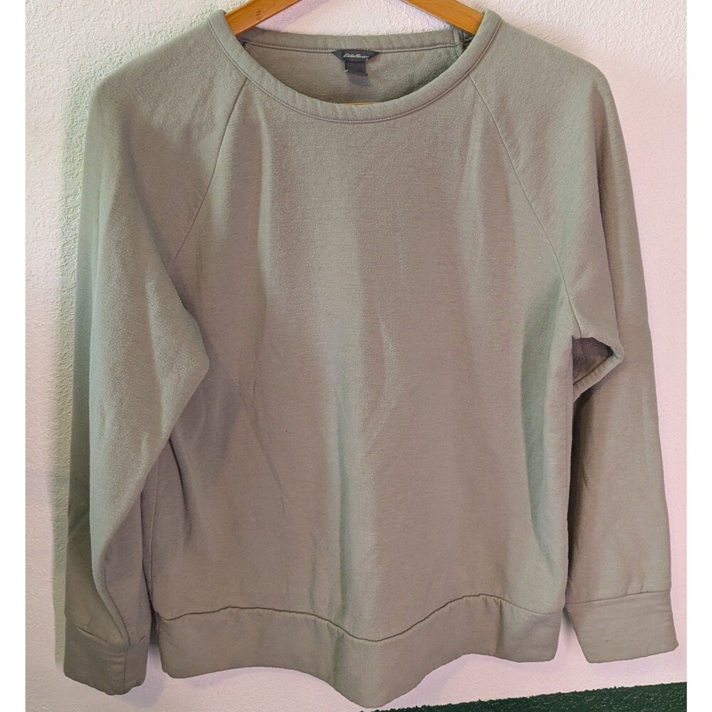 Eddie Bauer Sweater Women's size M Medium Olive Green Pullover Long Sleeve (746m